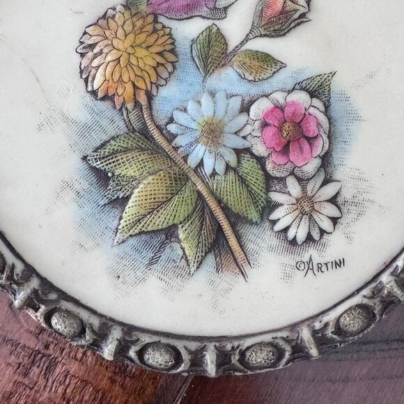 Artini Hand Painted Twin Etched 4D Sculptured Floral Wall Art #10050 Vintage - Picture 5 of 16